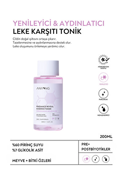 Anyong Glikolik Asit %7 Leke Karşıtı, Yenileyici, Aydınlatıcı Tonik 200 ml (%60 Pirinç Suyu&Meyan Kökü)