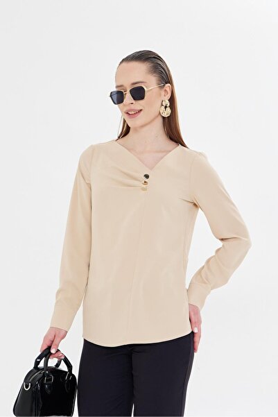 LOVELF Yakası Pileli ve Düğme Detaylı Gömlek