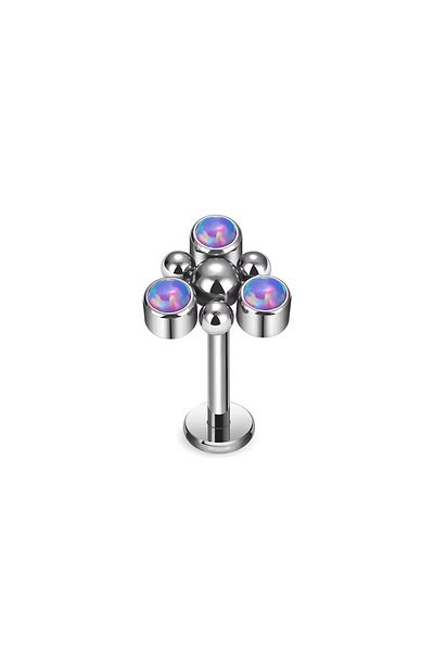 Janset F136 Titanium Opal Stone Trinity Tragus Piercing - Titanium Helix Piercing - Conch Piercing