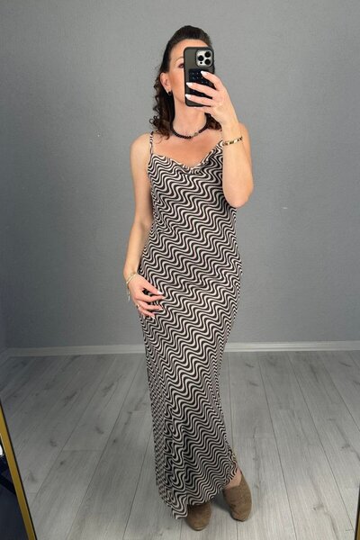 lady special Μακρύ φόρεμα σιφόν με επένδυση