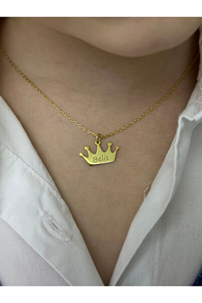 LITTLELUXE Kişiye Özel Prenses Taçlı Isimli Kız Çocuk Kolyesi Altın Kaplama, Isimli Çocuk Gümüş Kolye