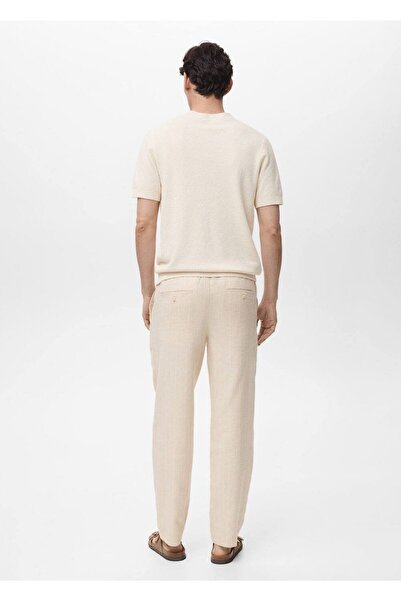 MANGO Man İnce çizgili keten pantolon