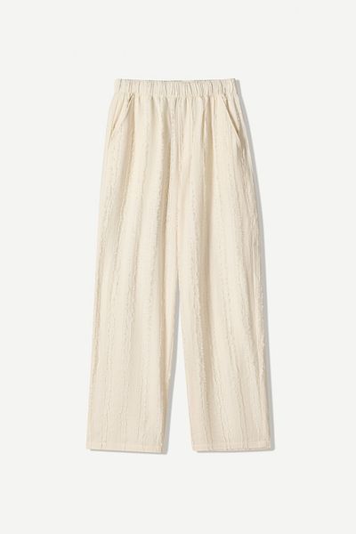 Bershka Textured wide-leg trousers