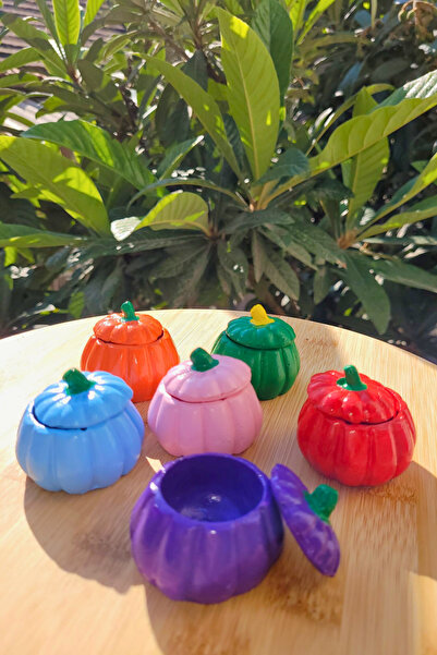 Entude Kahve Yanı Dekoratif Sunumluk Kırmızı Set 6 Lı Bal Kabağı Tasarımlı El...