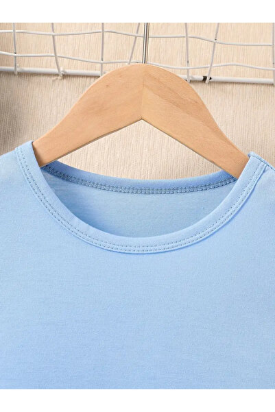 MORNİNG KİDS Tricou-Rochie pentru fetiță, albastru, cu imprimeu Kitten