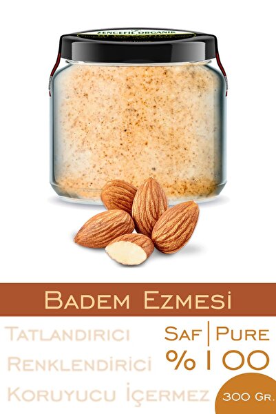 Zencefil Organik %100 Saf Badem Ezmesi Şeker İlavesiz Bi Kavanoz 330 cc. Cam ...