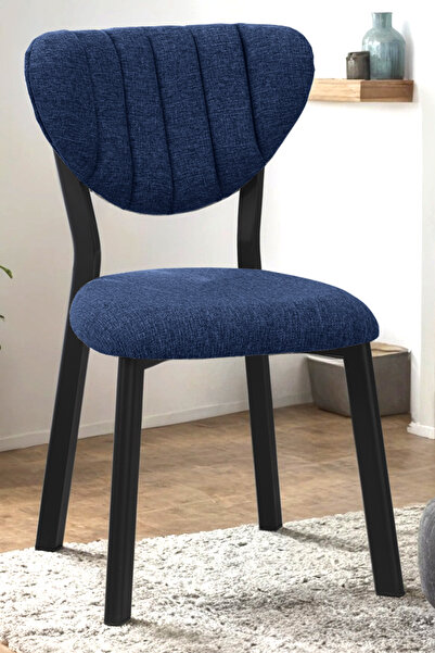 Lumodi Mobilya Elma Mutfak Sandalyesi Keten Kumaş Metal Ayaklı Modern Yemek M...