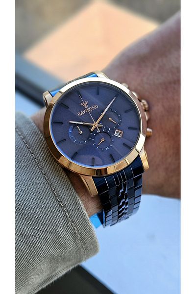 Raymond Rym-81013 Men's Wristwatch - Steel Case and Cord - 2 Years Warranty