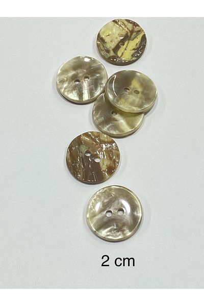 karantuhafiye Mother of Pearl Look Plastic Button / Set of 6 Cream / 02736 / 2 cm