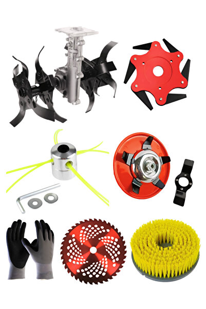 ABLACKS Benzinli Tırpan Akrep Çapalama Aparatı 26 MM 9 Diş + 6 Lı Lüks Bahçiv...