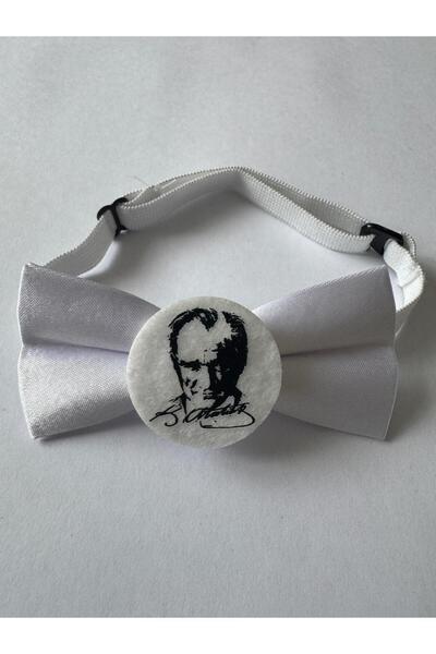 Meriç bebe Ataturk Signed and Silhouette Elastic Children's Bow Tie 10 Lu 23 April / 29 October / 10 November