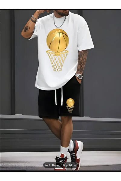 Derays Gold Basketball Hoop Summer Crew Neck Men's T-Shirt