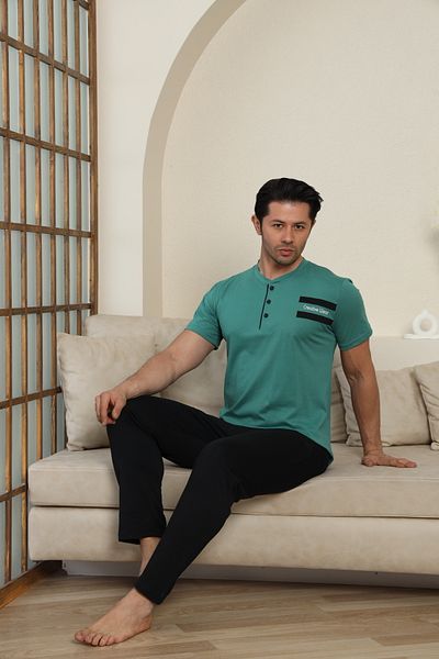 LİLA İÇ GİYİM Men's Combed Cotton Pajama Set