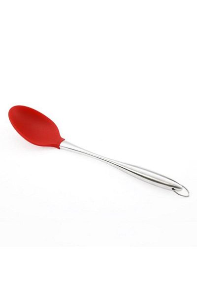 Ün-Ev 057 Red Silicone Spoon with Metal Handle