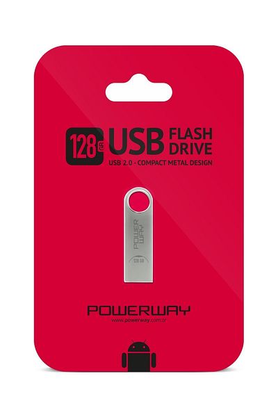 POWERWAY ذاكرة فلاش معدنية سعة 128 جيجابايت، تصميم معدني، ذاكرة USB، أحدث شرائح البيانات التكنولوجية
