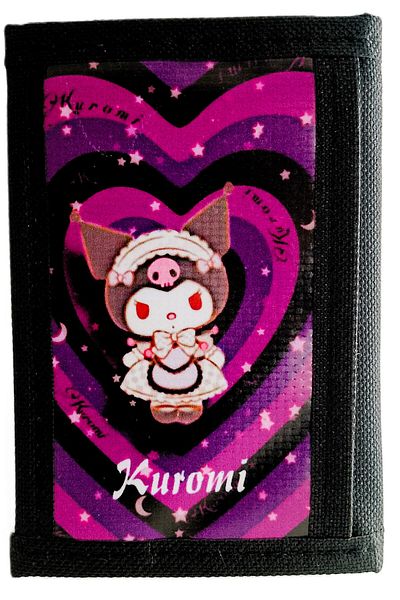 ATA TANITIM Sports Fabric Wallet, Very Stylish Black/Purple Kuromi Picture