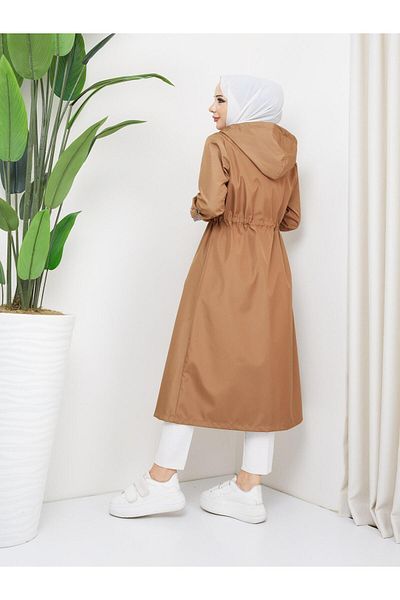 Dabenti women style Women's Ankle Lining Striped Long Trench Coat