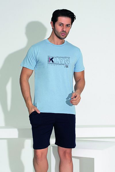 REMSA Set pijama pantaloni scurți pentru bărbați albastru 25254