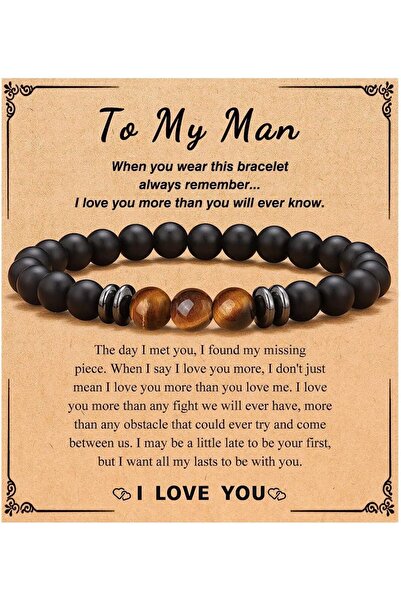 Choice أساور من الحجر الطبيعي للرجال للأب والرجل والابن والأخ والصديق، سوار من الحجر البركاني لعيد الحب