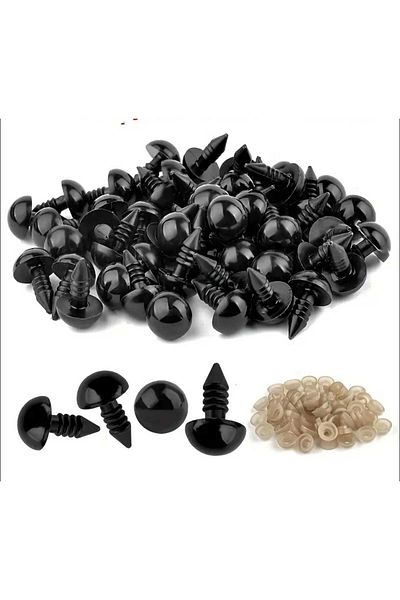 yiğit aksesuar 50Pcs 10 mm Amigurumi Black Screw Eye Doll Puppet Plush Animal Jewelry Supplies Bead