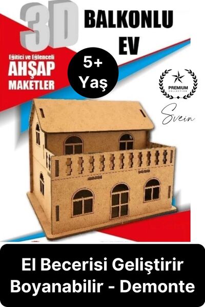 Svein Özel Üretim 3 Boyutlu Minyatür Ham Ahşap Maket Boyanabilir Eğitici Öğre...