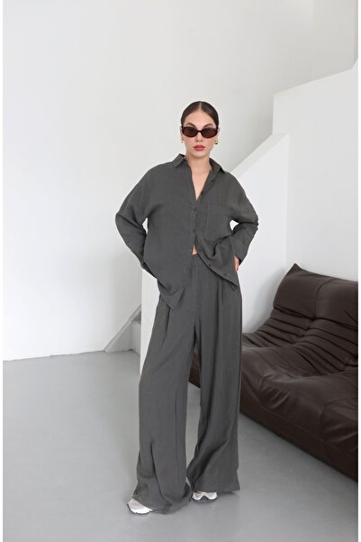 Laluvia Khaki 100% pamut ing nadrág öltöny - 1640