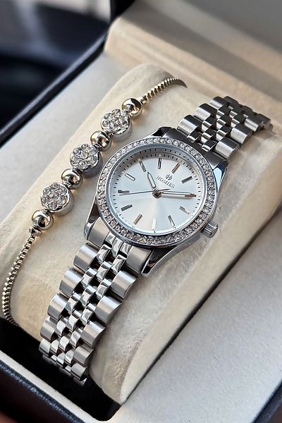 Homies Special Boxed Original Women Wristwatch Waterproof Silver Color Steel Band Gift Bangle Hmby2057C1