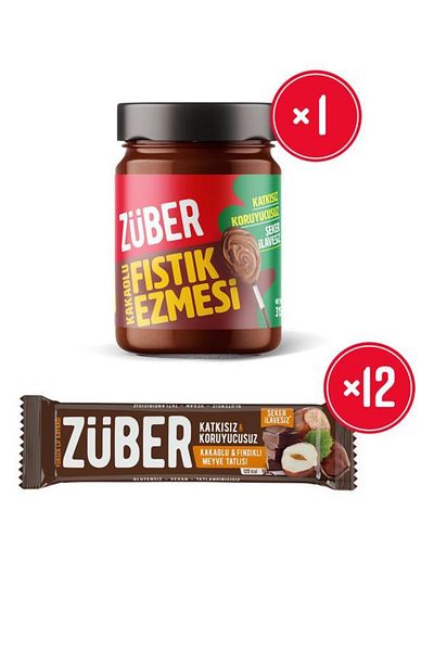 Züber Peanut Paste with Cocoa 315 g and Fruit Bar with Hazelnuts 12 Units