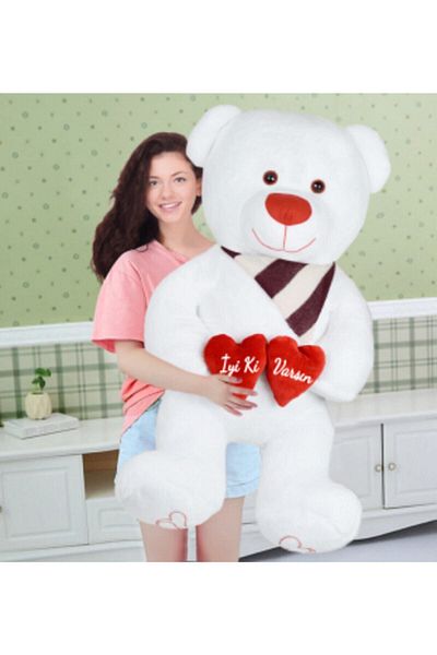 Özgüner Oyuncak 125 cm Good You Innocent Teddy Bear Holding a Double Heart