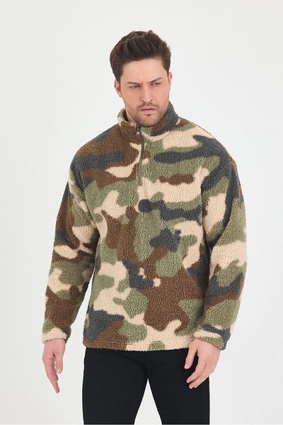 Mulberry Ανδρικό μπουφάν από φλις καμουφλάζ Khaki