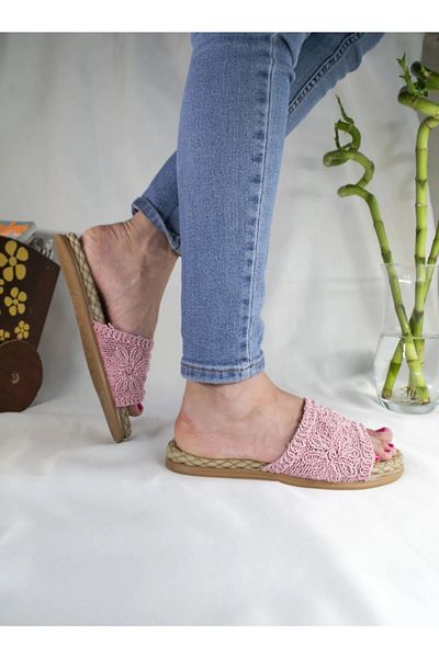 Pembe Potin Lacy Anatomical Sole Women's Slippers 001-2121-21 Powder