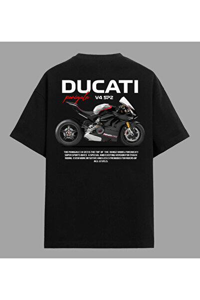 Edizen Tricou negru din bumbac supradimensionat unisex Ducati Panigale V4 SP2...