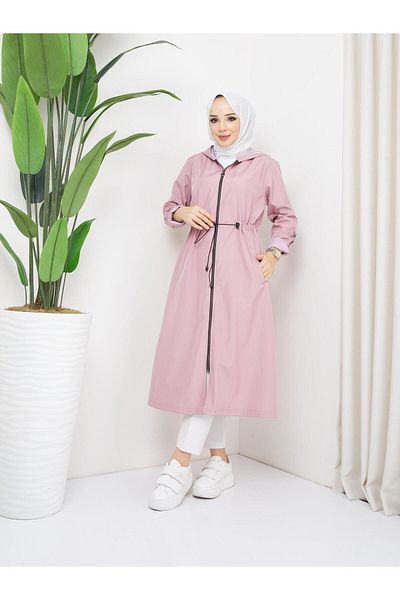 Dabenti women style Women's Ankle Lining Striped Long Trench Coat