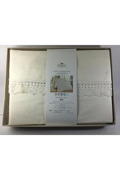 İpekçe Set cuvertură de pilota dublă din dantelă Valeria Silky Culoare crem