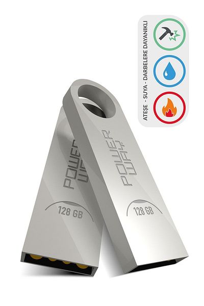 POWERWAY ذاكرة فلاش معدنية سعة 128 جيجابايت، تصميم معدني، ذاكرة USB، أحدث شرائح البيانات التكنولوجية