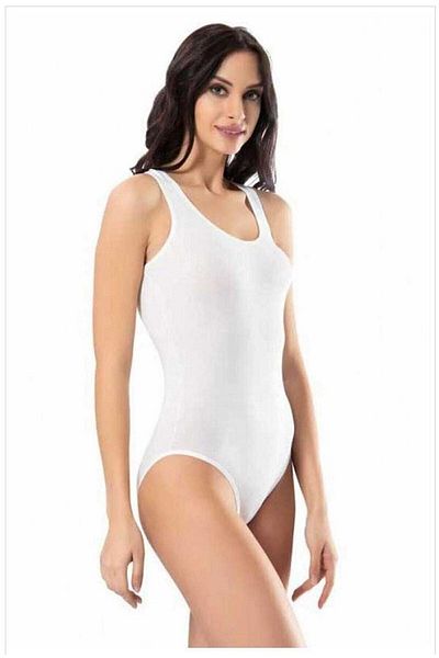 Dorya Women's White Thick Strap Swimmer Model with Snap Fasteners at the Bottom Body Modal Fabric