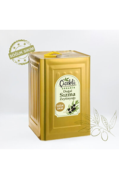 çiçekli tarım Çiçekli Organik Doğal Sızma Zeytinyağı 18 LT Teneke Kutu