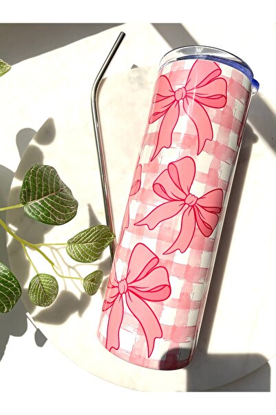 By Selen Suyolcu Baskılı Pipetli Çelik Termos