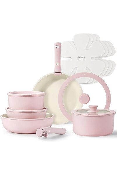 CAROTE 15 Piece Cookware Set, Removable Handle, Non Stick, Induction & Oven Safe