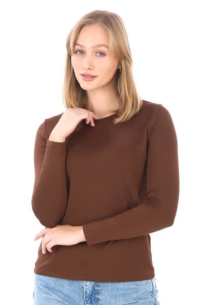 penyebizden Tricou cu mânecă lungă din viscoză Lycra pentru damă-maro