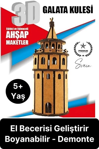 Svein Özel Üretim 3 Boyutlu Minyatür Ham Ahşap Maket Boyanabilir Eğitici Öğre...