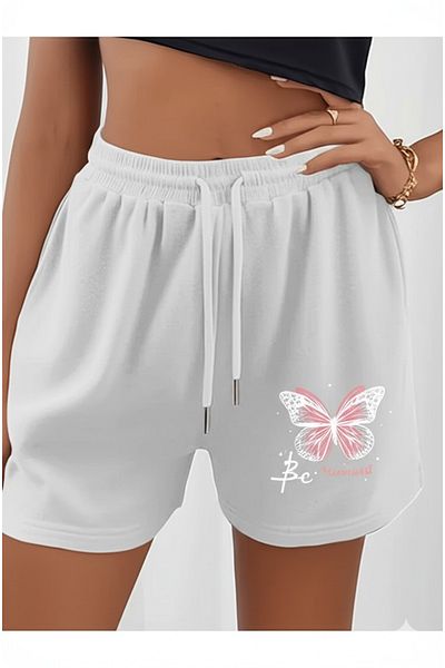 NO 601 Women's Grimelange Butterfly Printed Combed Cotton Shorts