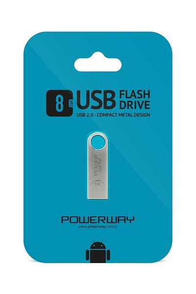 POWERWAY ذاكرة فلاش بتصميم معدني بسعة 8 جيجابايت - USB Traveller، بيانات شرائح التكنولوجيا الأحدث
