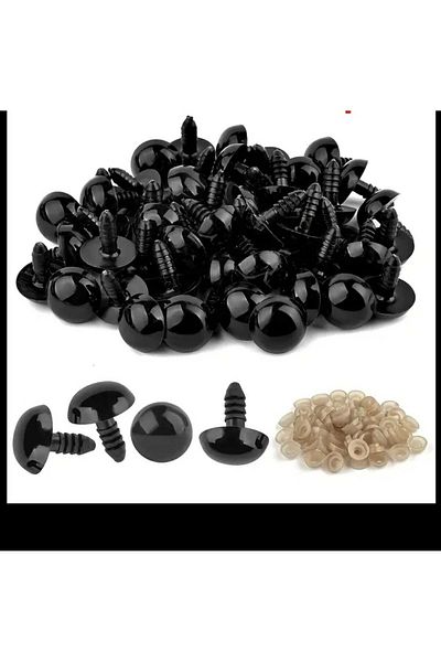 yiğit aksesuar 50Pcs 14 mm Amigurumi Black Screw Eye Doll Puppet Plush Animal Jewelry Supplies Bead