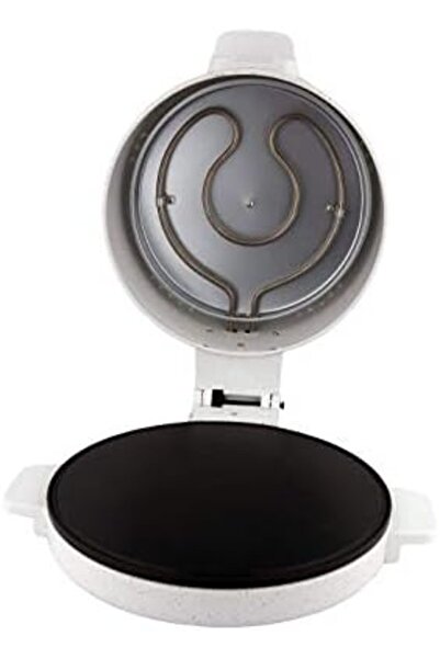 ALSAIF صانعة خبز/روتي/تورتيلا وبيتزا كهربائية، أنبوب من الفولاذ المقاوم للصدأ، طلاء غير لاصق، 1800 واط، لون أبيض