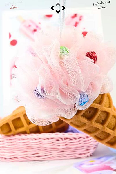 LİGROUND Ice Cream Patterned Shower Washcloth and Body Washcloth for Children/Rising