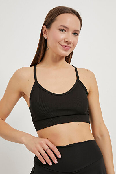 Arma Life Жіночий спортивний бюстгальтер з бретельками та шнурівкою, чорний