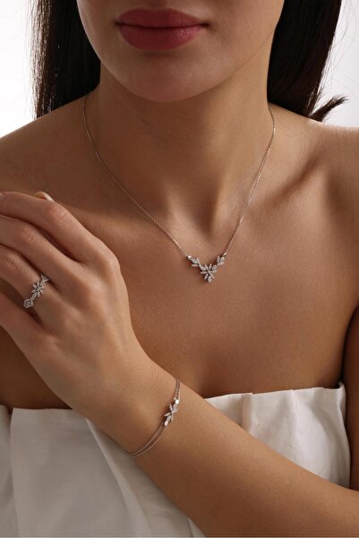 Tufanlar Kuyumculuk 14 Ayar Beyaz Arpa Taşlı Altın Düğün Seti