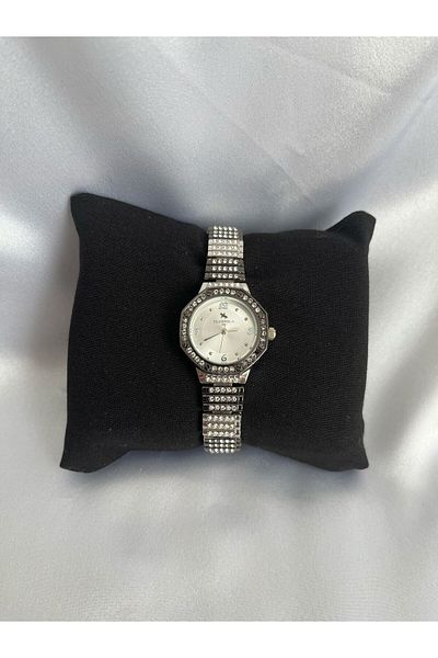 QUARTZ Black Silver Double Color Stylish Vintage Women's Watch