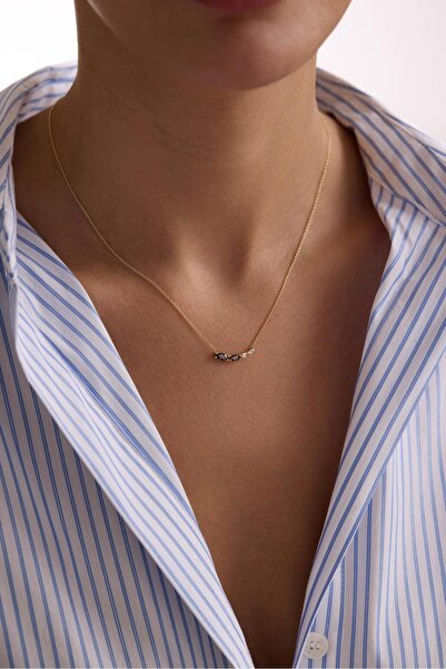 Tufanlar Kuyumculuk 14 Ayar Minimal Taşlı Altın Kolye